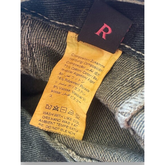 Romwe Punk Star Pattern Raw Trim Flap Pocket Cargo Boyfriend Jeans Denim Small - Picture 9 of 9